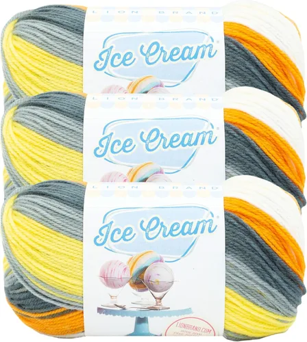 Vista 39 de Lion Brand Yarn, Hilo para Bebé Ice Cream para tejer, ganchillo y manualidades, Baseball Nut, 1 paquete, fibra acrílica colorida de peso DK