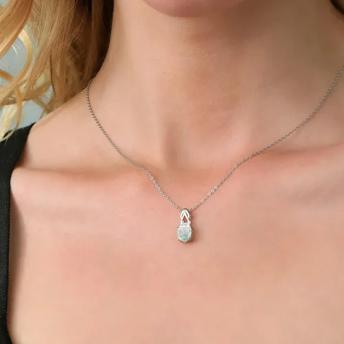 Vista 48 de Gem Stone King Collar de plata de ley 925 con piedra natal ovalada de 0.354 x 0.276 in Collar con colgante solitario para mujer Con cadena