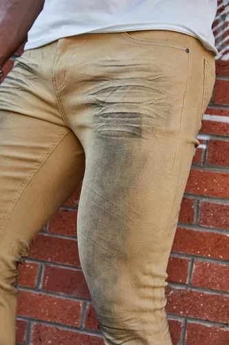 Vista 4 de Jeans rasgados para hombre, ajustados y elásticos para hombre, pantalones de mezclilla de pierna cónica