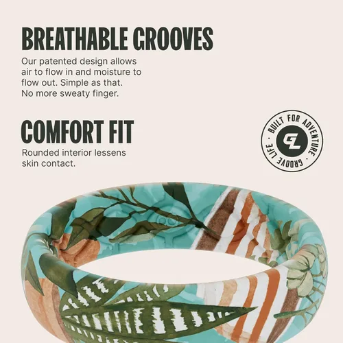 Vista 3 de Groove Life Aspire - Anillos de boda de siliconagoma, transpirables, con diseño único y de ajuste cómodo para mujer