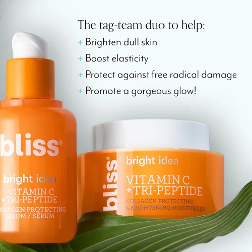 Vista 3 de Bliss Vitamina C Brighten Up Hidratante + Dúo de Suero - Iluminador e Hidratante - Humedad durante todo el día, uso diario - Limpio - Vegano y libre