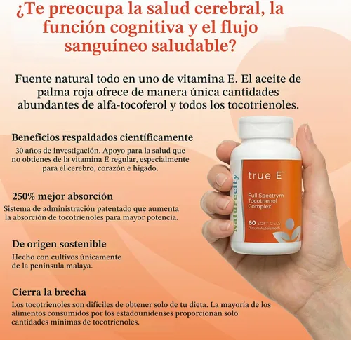 Vista 3 de NatureCity True-E Complejo de vitamina E, fórmula EVnol SupraBio, 60 geles