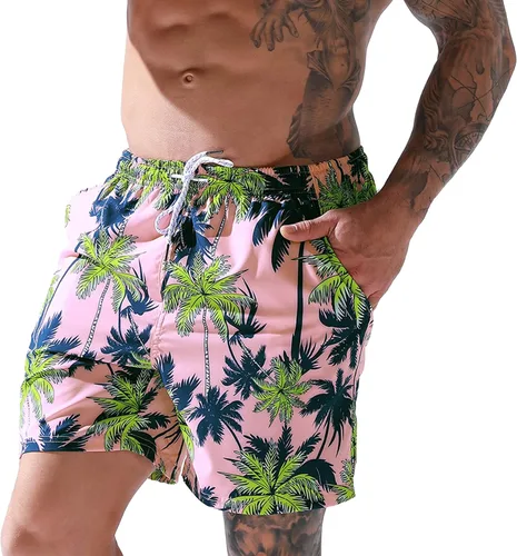 Vista 2 de Tisoloow Traje de baño para hombre, de secado rápido, para playa, con forro de malla y bolsillos