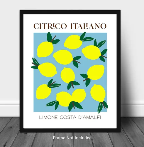 Vista 2 de WESTBROOK DESIGN STUDIO Fruta abstracta No.11 Limones Exposición Arte Impresión. Decoración moderna de pared de cocina 11x14 sin marco. Tonos