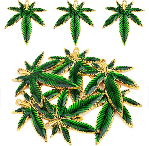 Vista 10 de Aylifu Maple Leaves Charms Tibetan Alloy Marijuana Leaf Charm Medical Pot Cannabis Tree Leaves Pendant Charms for DIY Earring Bracelet Necklace