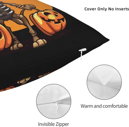 Vista 5 de Happy Halloween - Fundas de almohada de perro salchicha de esqueleto de perro salchicha de 22 x 22 pulgadas, funda de cojín para interiores