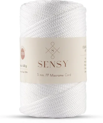 Vista 34 de Sensy - Cuerda de poliéster prémium de 0.197 in y 104 yardas, 100% polipropileno, cordón de macramé de 0.197 in, cuerda de ganchillo para bolsa