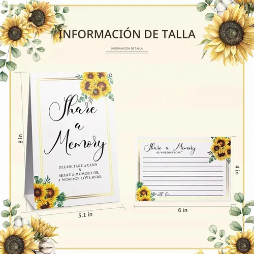 Vista 2 de Zonon 50 tarjetas de girasol para compartir una memoria, para colocar