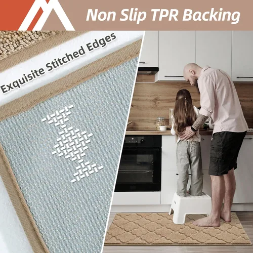 Vista 5 de COSY HOMEER Alfombras suaves de cocina [2 piezas] para el frente del fregadero súper absorbentes, tapetes y tapetes de cocina de 20 x 30 pulgadas/20