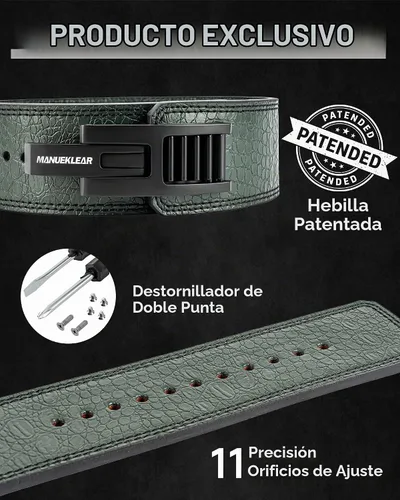 Vista 3 de MANUEKLEAR Cinturón de palanca para hombres y mujeres, cinturón de levantamiento de pesas de 10 mm con cierre de palanca rápido y hebilla ajustable