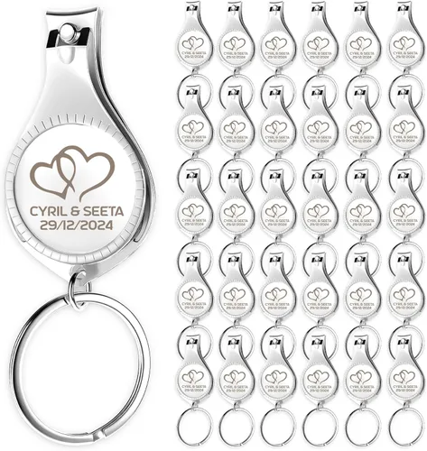 Vista 12 de Abrebotellas multifunción 4 en 1, cortauñas, recuerdos de boda, privado personalizado, plateado, regalos multiherramienta para hombres
