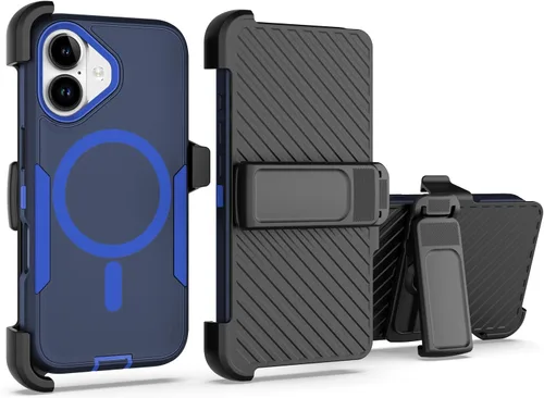 Vista 29 de Funda diseñada para iPhone 16 Pro, magnética, doble protección, resistente y duradera, compatible con MagSafe, clip trasero desmontable, a prueba