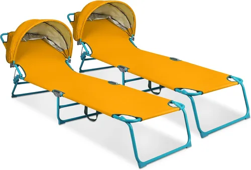 Vista 10 de Northroad Sillón de playa con toldo y toldo plegable, ajustable en 4 posiciones, silla de bronceado plegable para exteriores, tumbona resistente al
