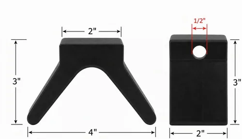 Vista 2 de Tope de arco marino estilo V de 2" para remolque de barco con orificio de montaje de 1/2