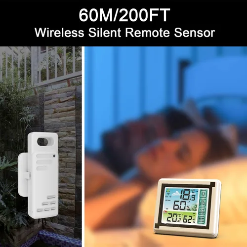 Vista 4 de Number-one Estación meteorológica inalámbrica para interiores y exteriores, termómetro con sensor remoto, monitor digital de temperatura y humedad