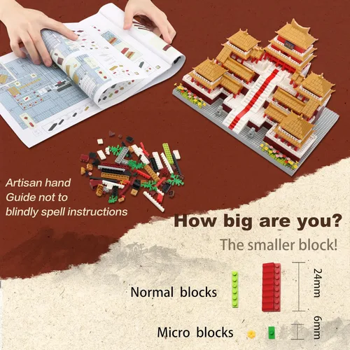 Vista 3 de Juego de bloques de construcción de arquitectura china, Epang Palace, 3050 piezas, juguetes creativos, el mejor regalo para adultos y niños a partir
