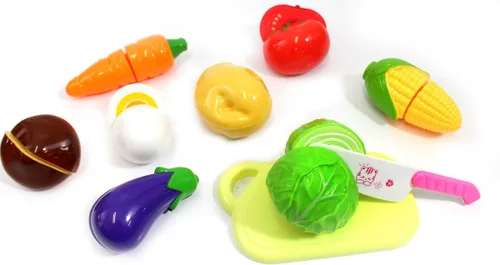Vista 2 de PowerTRC Juego de 18 piezas de 10 artículos de cocina para cortar frutas y verduras para niños Juego vegano de cocina de simulación Regalo