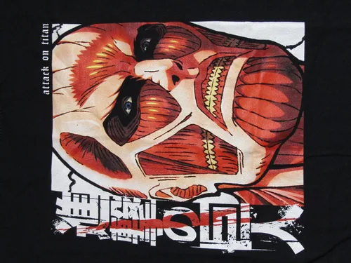 Vista 2 de Colossal Titan Attack on Titan Anime Cartoon Character Black Graphic Tee