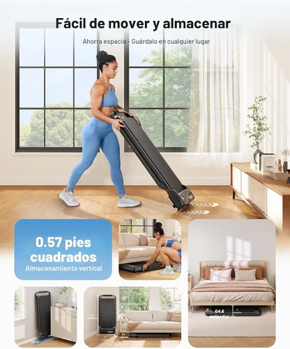 Vista 6 de THERUN Walking Pad with Handle Bar, Under Desk Walking Treadmill for Home Negro