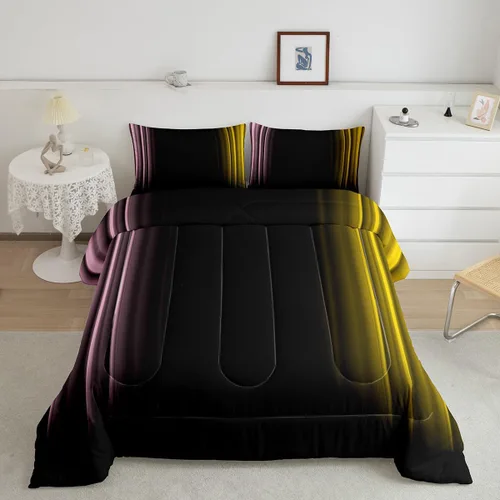 Vista 9 de Feelyou Juego de edredón geométrico degradado para adolescentes, tamaño individual, para niños y mujeres, azul, rojo y negro, juego de ropa de cama