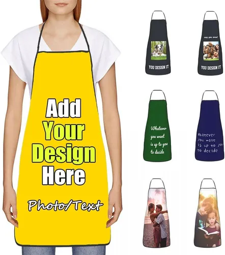Vista 46 de Delantal Personalizado, Diseña Tu Propio Delantal de Cocina para Cocinar, Sube Tus Fotos Favoritas Logo, Añade Cualquier Nombre o Texto