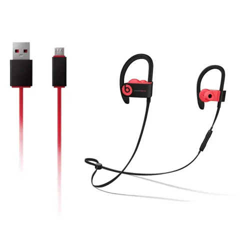 Vista 5 de Cable de audio auxiliar de repuesto original para auriculares Beats by Dre Solo/Studio/Pro/Detox/Wireless con micrófono rojo+cable cargador