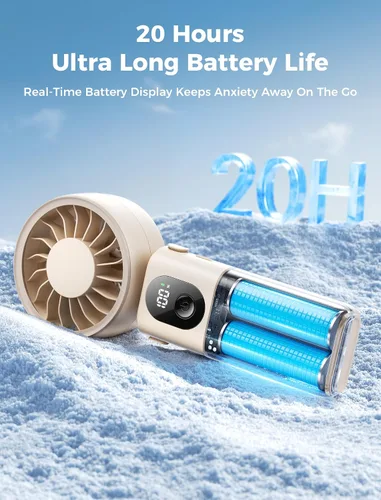 Vista 6 de Aecooly Mighty Ventilador portátil de mano Refrigeración máxima de 20 Beige