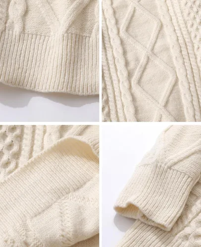 Vista 6 de Aelfric Eden Suéter de punto de gran tamaño sólido vintage suéter unisex tejido cuello redondo tops de punto