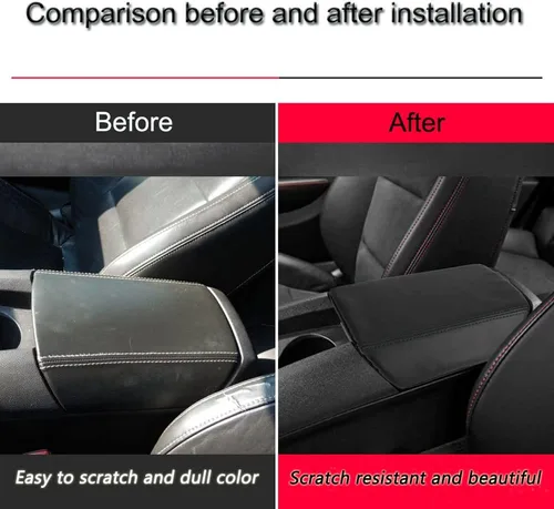 Vista 4 de XITER Funda de cuero para consola de automóvil, impermeable, protector para reposabrazos de consola central para Chevrolet Camaro 2010 2011 2012