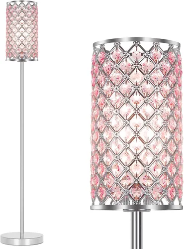 Vista 10 de Lámpara de pie dorada, lámpara de pie de cristal con pantalla decorativa, lámpara de pie con interruptor de pie de encendido/apagado y base E26