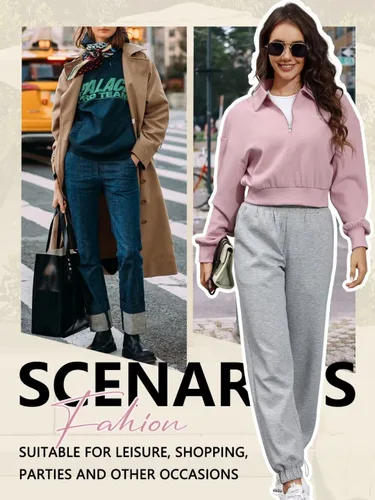 Vista 5 de Aotasely Sudaderas recortadas para mujer, sudadera con media cremallera, sudadera de buceo, sudadera de entrenamiento