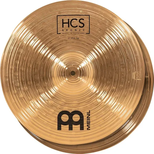Vista 11 de HCS - Platillos Hihats (Hi Hat) para batería de 15 pulgadas, pares, fabricados en Alemania, latón medio tradicional, 2 años de garantía