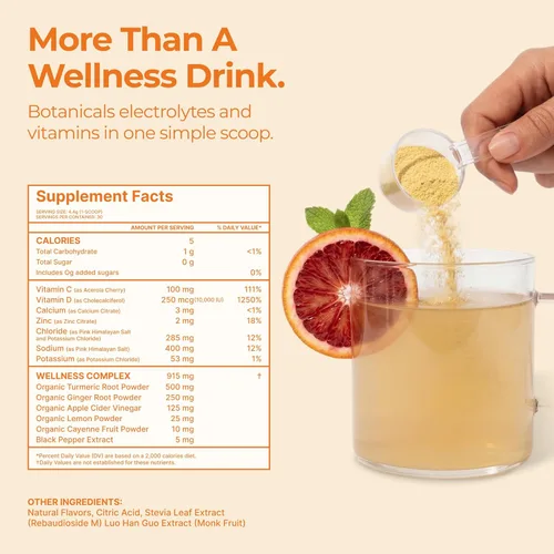 Vista 3 de Jupi Polvo de Hidratación y Bienestar – Shots de cúrcuma y jengibre, suplemento de vitamina C para energía, apoyo inmunológico y salud digestiva