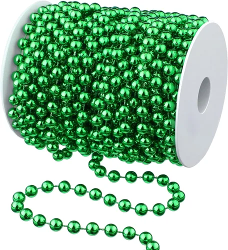 Vista 13 de WILLBOND Cuentas de árbol de Navidad de 50 pies, guirnalda de perlas artificiales, rollo de cuentas de plástico para árbol de Navidad, boda, Negro