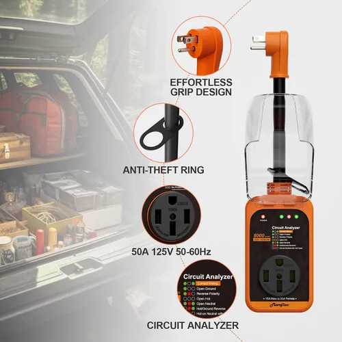 Vista 10 de Marsflex Protector de sobretensiones para RV, analizador de circuito de 15 amperios a 50 amperios, protección contra sobretensiones de 8000 julios