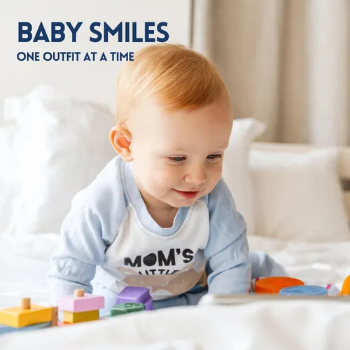 Vista 6 de Tiny Tots Conjunto de ropa de bebé de 3 piezas para recién nacido con pantalones + manga larga + gorro Ropa de bebé niño