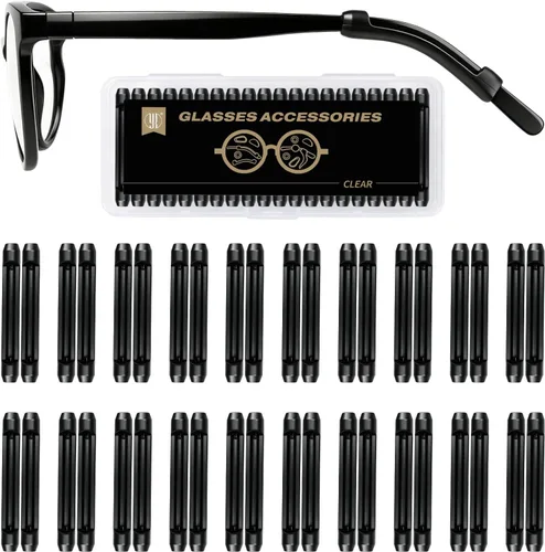Vista 15 de YR Lentes de silicona suave, retenedores de manga, antideslizantes, elásticos y cómodos, para anteojos, lentes de lectura, 10 pares, color negro