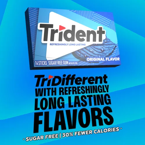 Vista 5 de Trident Goma de mascar sabor original sin azúcar, 14 unidades (paquete de 24) (336 unidades en total) Chicle con xilitol, perfecto para un aliento