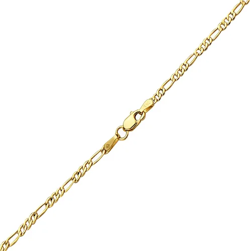 Vista 2 de PORI JEWELERS Collar de cadena de eslabones Figaro de oro amarillo macizo de 18 quilates de 0.079 in, eslabones 3+1, fabricado en Italia, disponible
