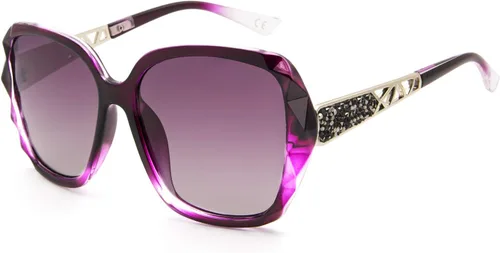 Vista 23 de Gafas de sol de gran tamaño para mujer, polarizadas, protección UV, clásicas, a la moda, para damas, marco negro, lente gris Montura café lente café