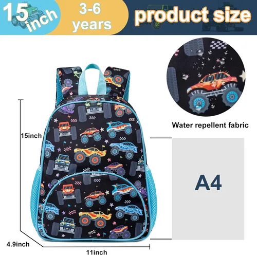 Vista 6 de LOIDOU Mochila para niños pequeños de 15 pulgadas para niños preescolares Kindergarten School Mochila para libros para guardería, guardería