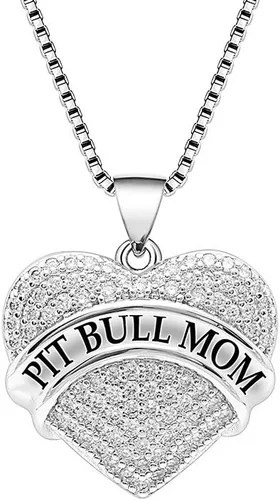 Vista 6 de Pit Bull - Collar de corazón para mujer de Ginger Lyne con dije de cadena para cachorro, perro, perrito, joyería para ella pendientes