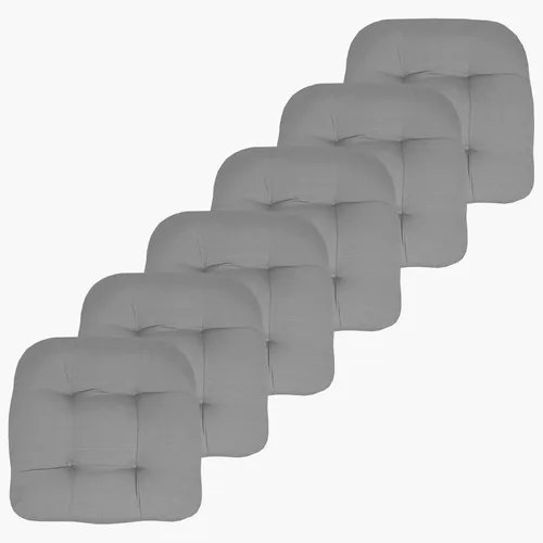 Vista 31 de Sweet Home Collection - Cojines para silla de patio y exterior, almohadillas prémium con relleno grueso y cómodo de fibra, mechones, 19 x 19 Negro