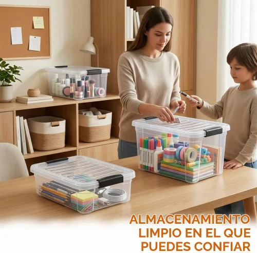 Vista 7 de Superio Cajas de almacenamiento transparentes con tapas, contenedores de plástico de 2.3 cuartos de galón para organizar, cajas apilables, sin BPA