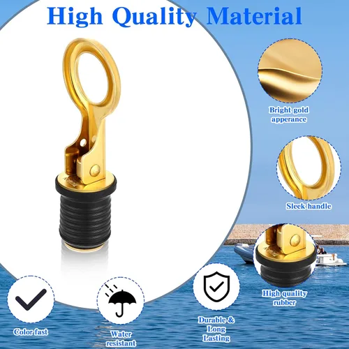 Vista 3 de Amyhill 4 Pcs Boat Plugs Snap Handle Boat Plugs for 1 Inch Diameter Marine Drain Twist Metal Rubber Accessories for Lifeboats Fishing Boats Ferries