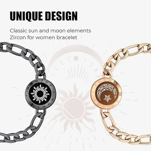 Vista 4 de TOTWOO Touch Bracelets for Couples, Vibration & Light up for Love Couples Long Distance Relationship Gifts for Girlfriend Bluetooth Pairing Jewelry