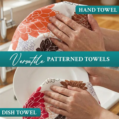 Vista 8 de Arconiz Juego de 2 paños de cocina de algodón absorbente (20 x 30 pulgadas), duraderos y de gran tamaño, diseño de granja con elegante