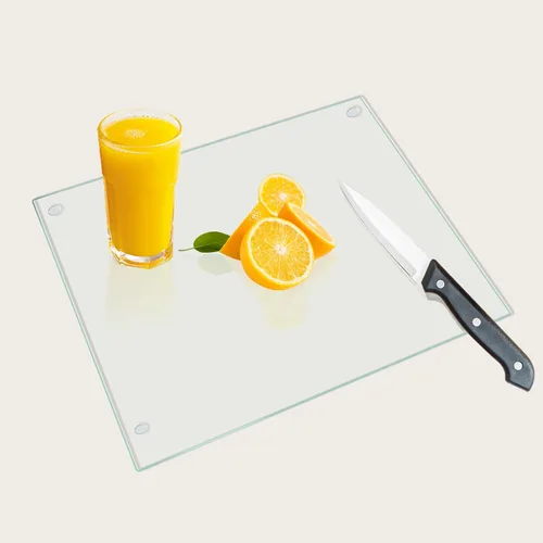 Vista 10 de Mymonfif Tabla de cortar de vidrio templado para cocina, tablero de vidrio negro para encimera, resistente al calor, con pies antideslizantes, 12 x
