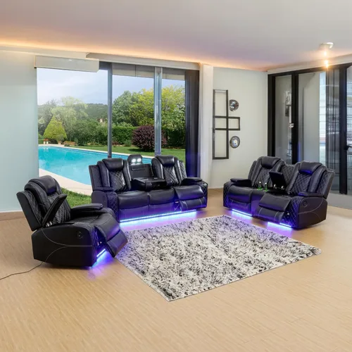 Vista 14 de Ritz Power - Juego de sala de estar reclinable con LED para sala de estar, dormitorio, casa de invitados, sala de juegos, Airbnb, apartamento