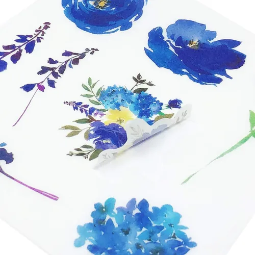 Vista 4 de allydrew Washi - Juego de calcomanías para álbumes de recortes, diseño floral azul (20 hojas)